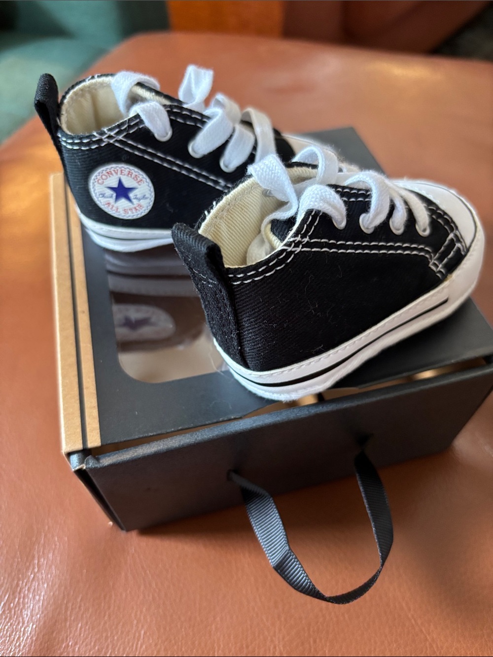 CONVERSE Black Hightop Crib Shoes - Picture 2 of 6